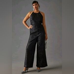 Anthropologie Maeve Sequin Disco Jumpsuit Sz 12